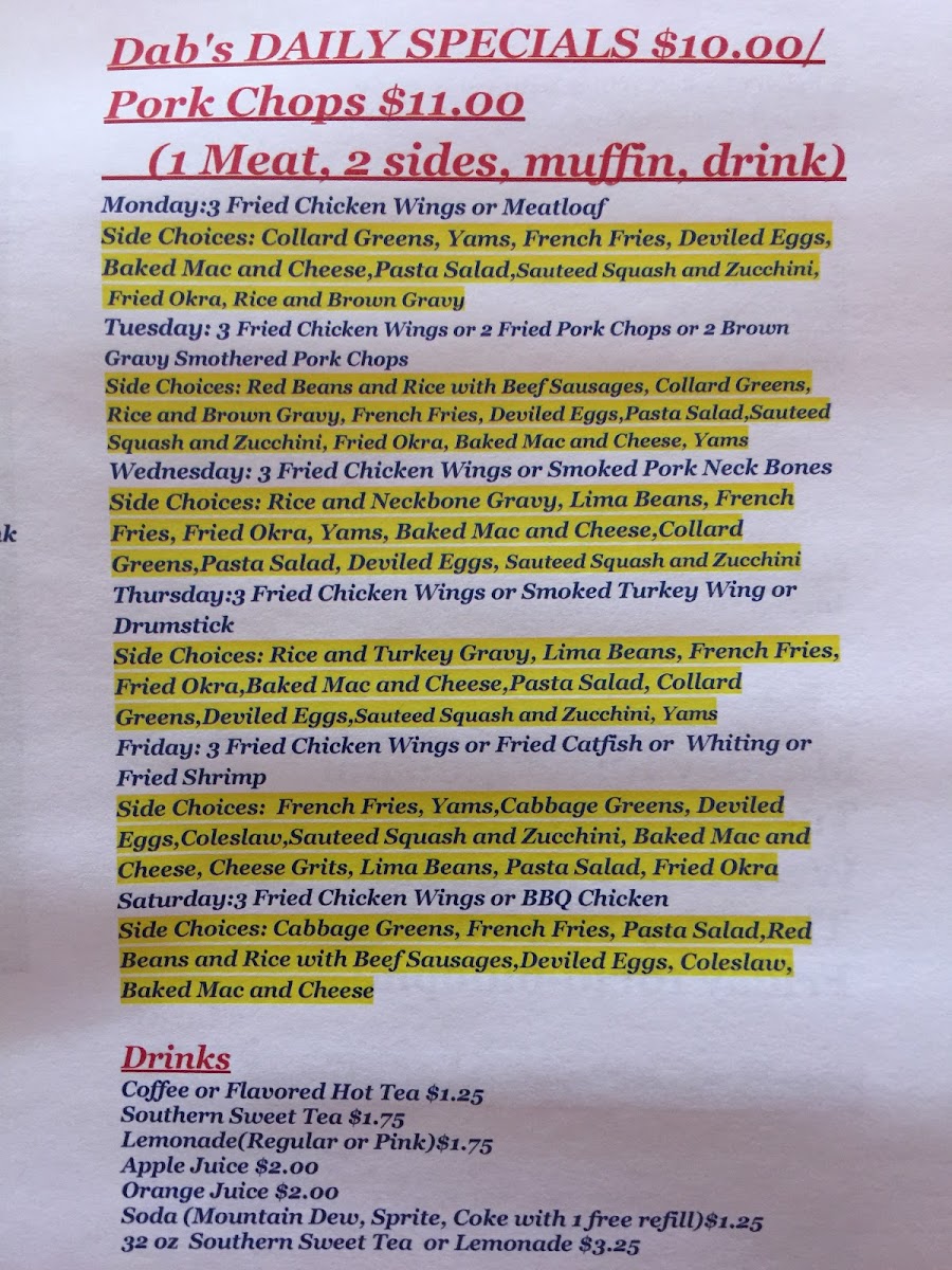Menu Dab's Soul Food Cafe-2